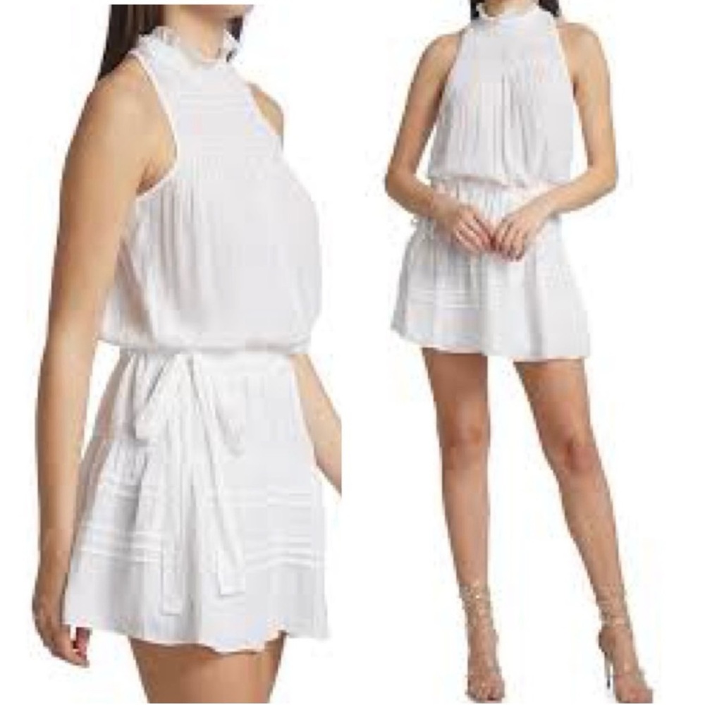 NWT Ramy Brook Flynn High Neck Smocked Mini Dress in Ivory XS and S MSRP $379